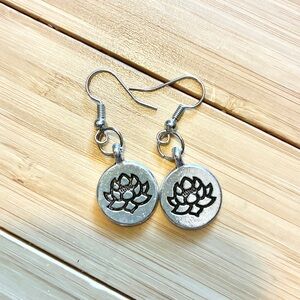 Silver Lotus Flower Earrings